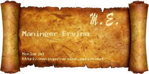 Maninger Ervina névjegykártya
